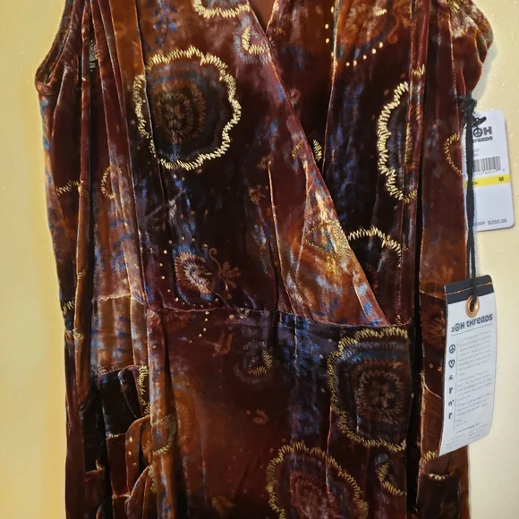 NWT 2OH THREADS & 2 OLD HIPPIES BROWN GOLD NAVY BLUE BOHO GYPSY RAYLON AND SILK - Picture 4 of 8